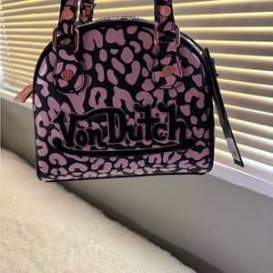Von Dutch Black and Pink Mini Bag